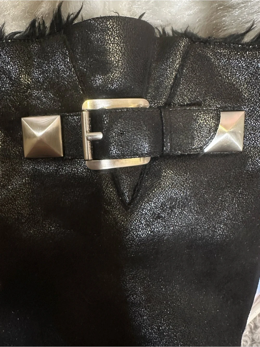 Michael Kors Black Knee-High Wedge Boots with Stud Buckle